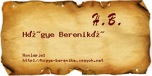 Hőgye Bereniké névjegykártya